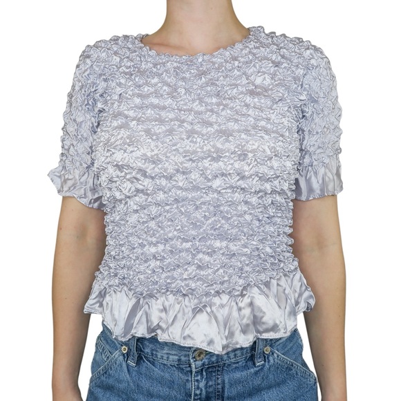 Vintage 90s Silver Bubble Popcorn Shirt - Picture 2 of 9